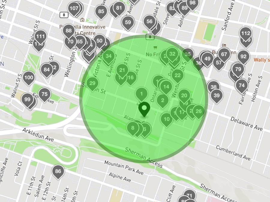Interactive rental rates map showing neighborhood data across US and Canada
